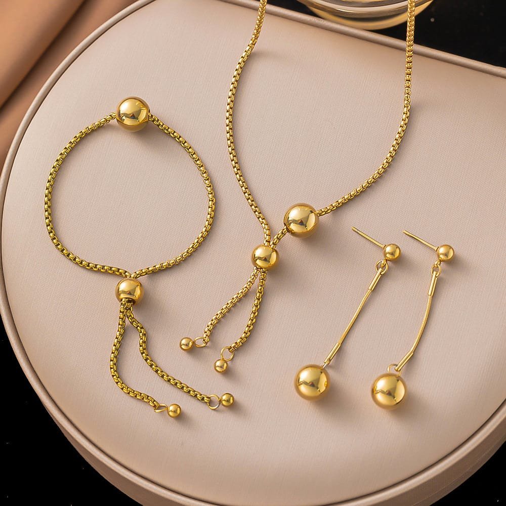 SET CE CADENA PULSERA Y ZARCILLOS EN ACERO